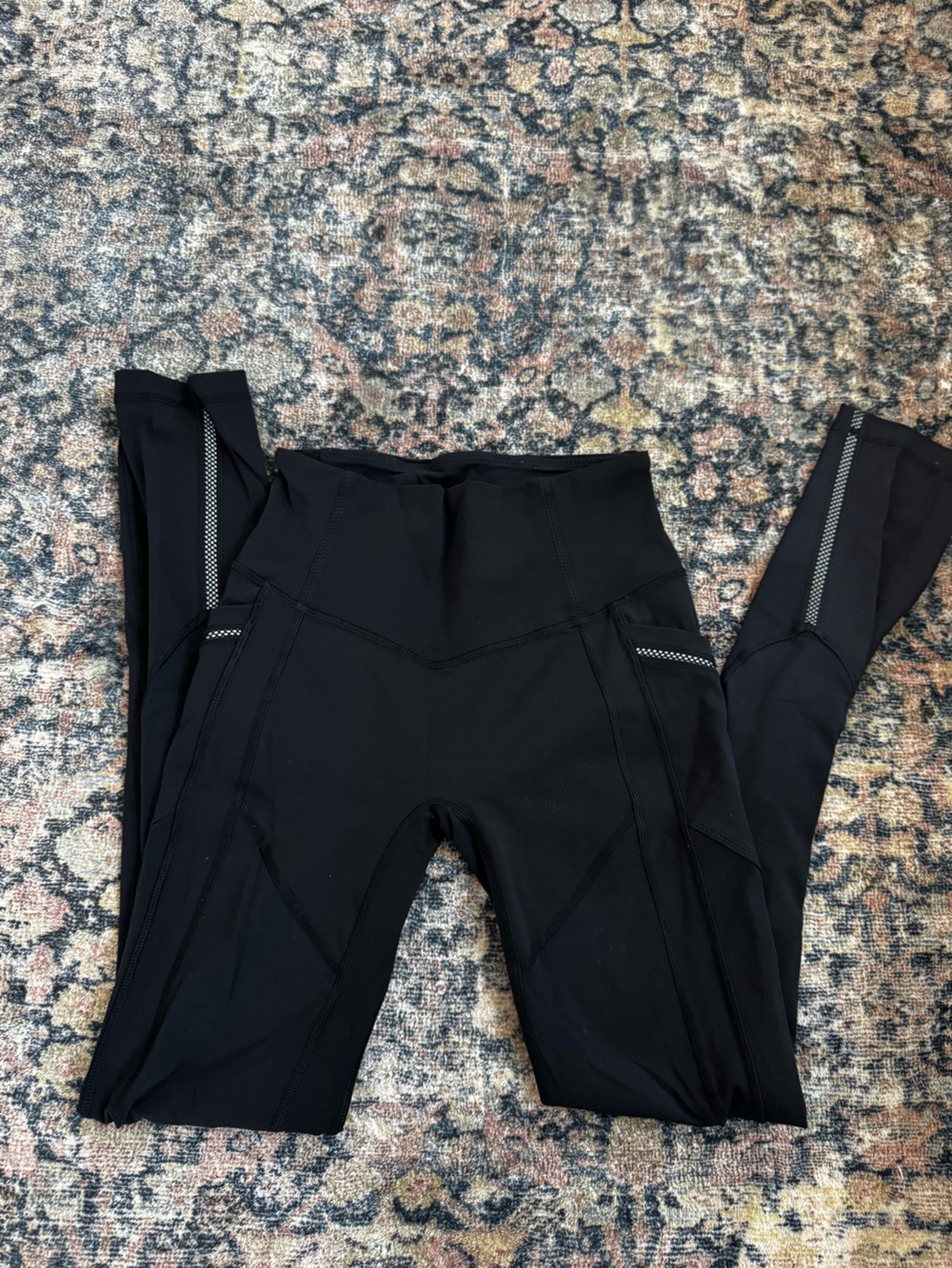 Lulu's Black High-Rise Track Joggers with Reflective Stitching